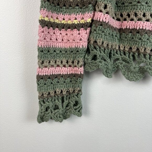 Boston Proper Crochet Cardigan Sweater‎ M Cropped One Button Granny Cottagecore - Picture 3 of 10